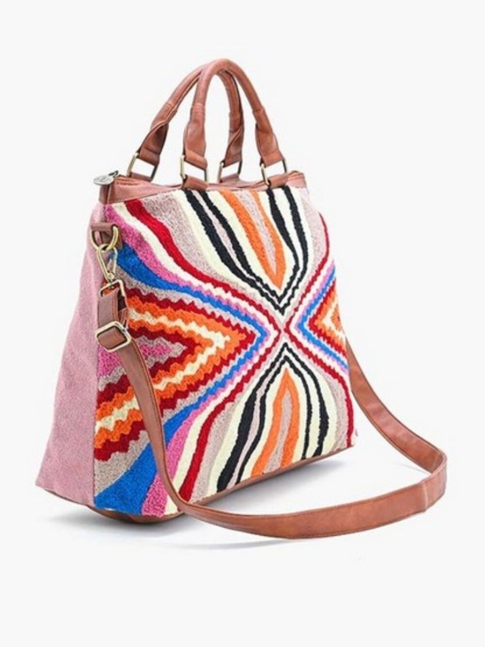 America & Beyond Colorful Abstract Embridered Shoulder Bag - Picture 3 of 6